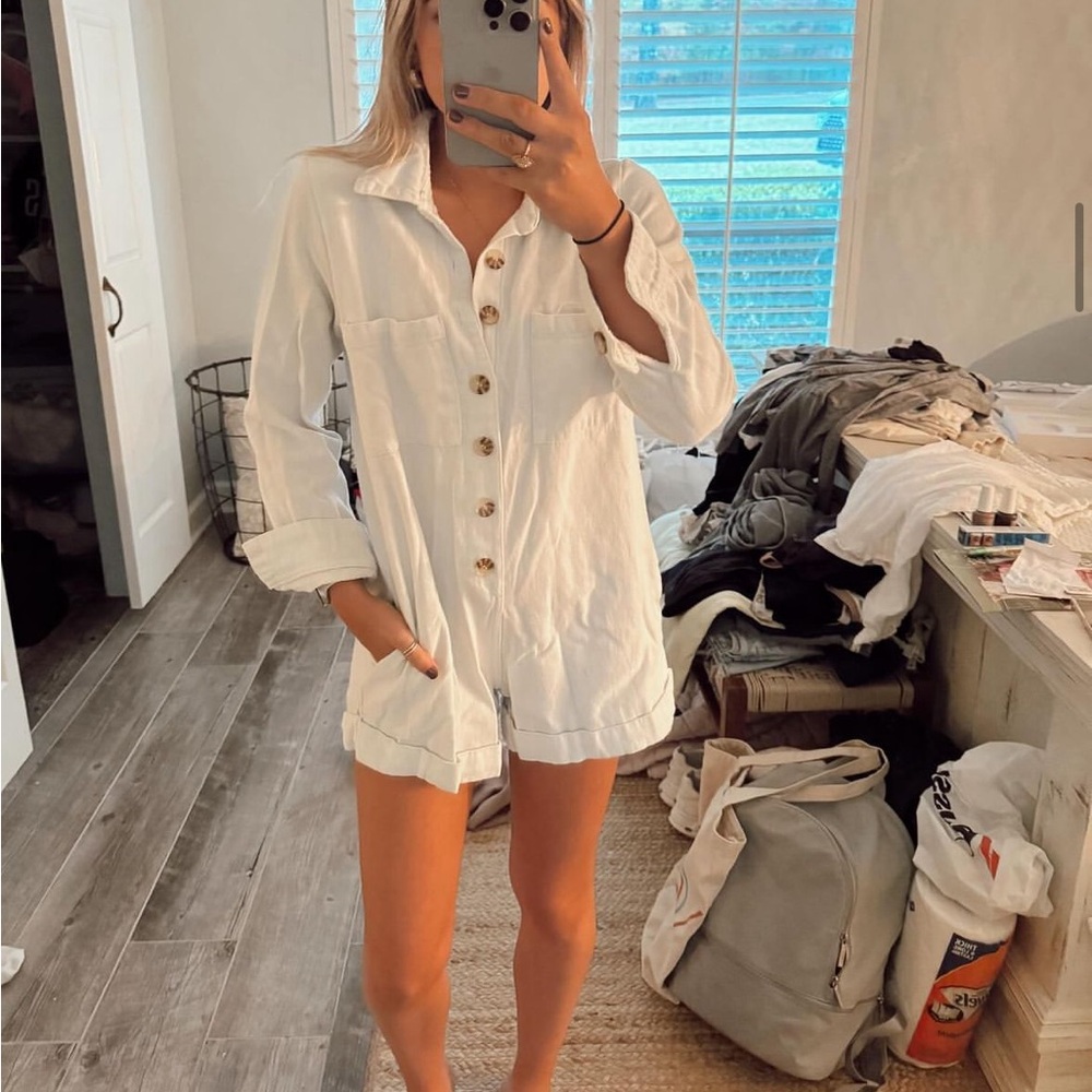 Show me your MUMU white denim romper!
